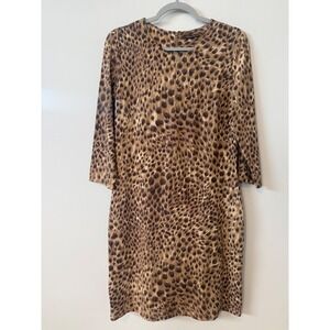 J.McLaughlin leopard cheetah 3/4 sleeve dress size medium